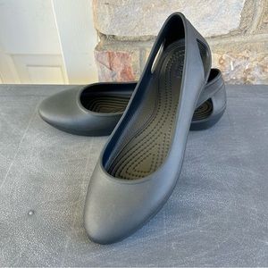 SOLD💗CROCS Black Ballet Flats | Iconic Laura Style | Slip-on Shoes with Cutouts